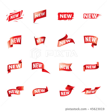 Red ribbon with the inscription New. Vector illustration 45623019