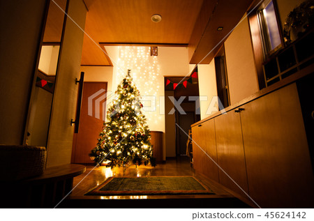 Big Christmas tree in a large entrance 45624142