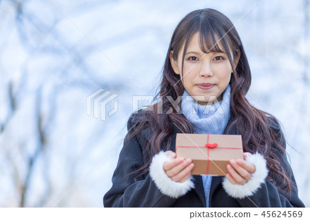 Young woman passing a present 45624569