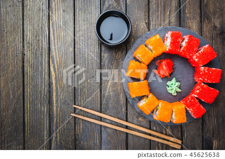 Set of sushi or maki roll 45625638