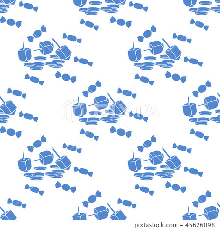 Seamless pattern with dreidel, coins, sweets 45626098