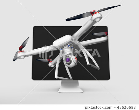 Flying out of monitor quadrocopter,drone or copter 45626688