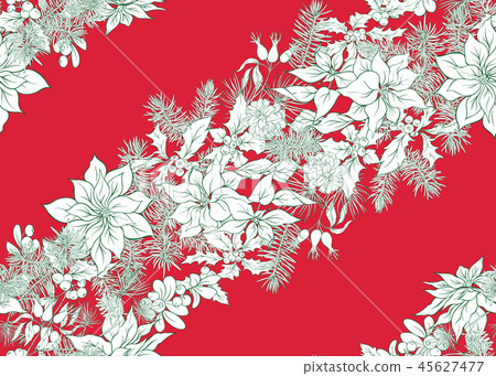 Seamless pattern with Christmas wreath. 45627477