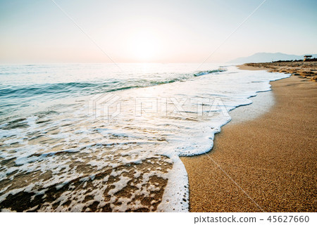 Fantastic sunset on the beach. beautiful landscape 45627660