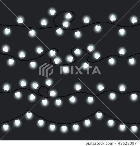 Set of seamless white glowing garlands Set of seamless white glowing garlands 45628097
