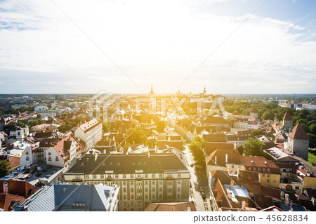 Aerial view of old town in Tallinn, Estonia 45628834