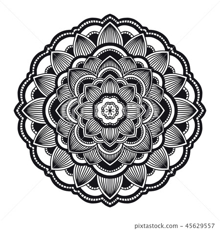 Mandala. Circle ethnic ornament. Hand drawn traditional indian round element. Spiritual meditation Mandala. Circle ethnic ornament. Hand drawn traditional indian round element. Spiritual meditation 45629557