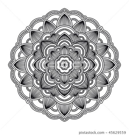 Mandala. Circle ethnic ornament. Hand drawn traditional indian round element. Spiritual meditation Mandala. Circle ethnic ornament. Hand drawn traditional indian round element. Spiritual meditation 45629559