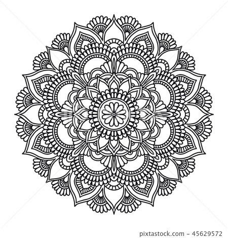 Mandala. Circle ethnic ornament. Hand drawn traditional indian round element. Spiritual meditation 45629572