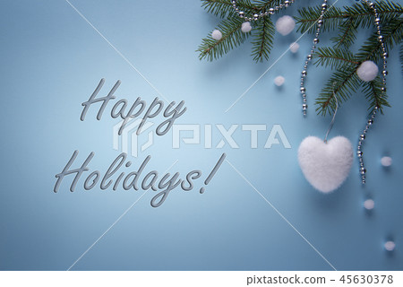 Seasonal greeting card with Happy holidays sign 45630378