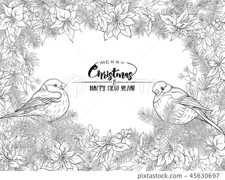 Christmas card with a Christmas wreath 45630697