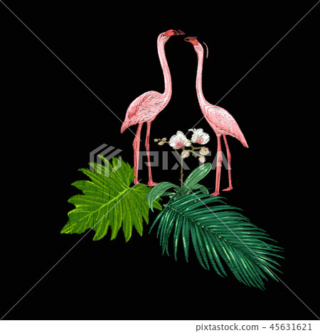 Set of elements for design with tropical plants 45631621