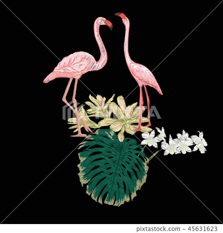 Set of elements for design with tropical plants 45631623