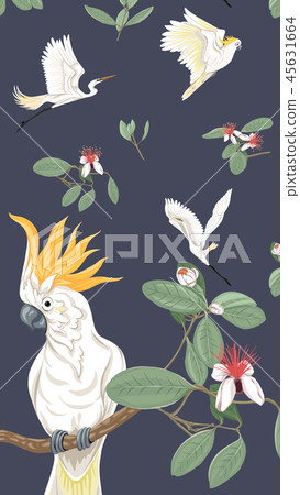 Pattern, background with with feijoa flowers 45631664