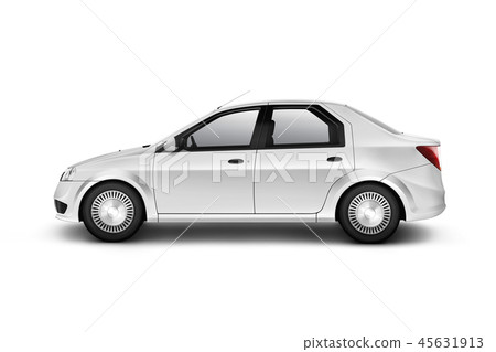 Blank white car design mockup, isolated, side view 45631913
