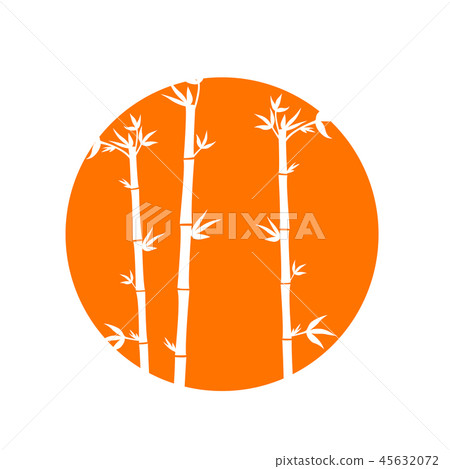 bamboo stems in a orange circle 45632072
