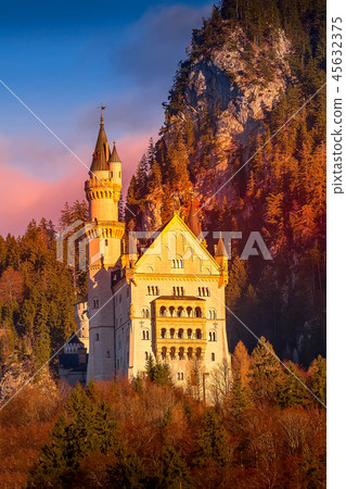 Neuschwanstein Castle sunset view, Germany 45632375