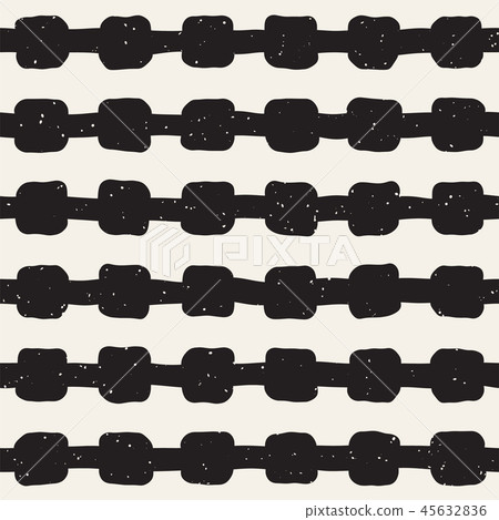 Hand drawn style ethnic seamless pattern. Abstract grungy geometric background in black and white. 45632836