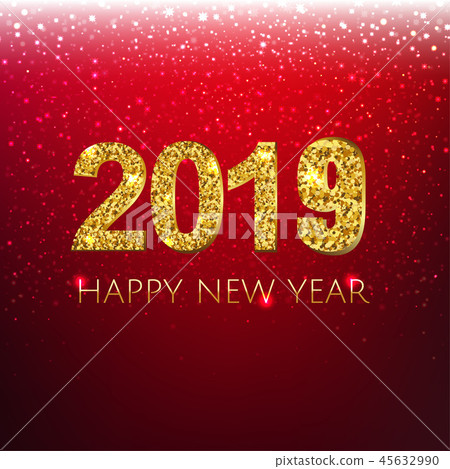 2019 Xmas Banner With Red Glitter background 45632990