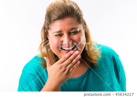 Portrait of cheerful fatty woman 45634227