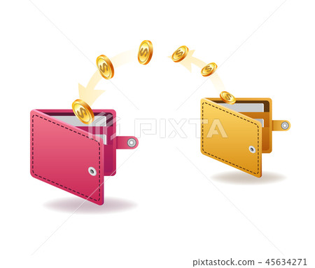 Money transfer from and to wallet in isometric vector design. Capital flow, earning or making money Money transfer from and to wallet in isometric vector design. Capital flow, earning or making money 45634271