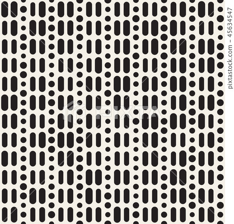 Black and White Irregular Rounded Dashed Lines Pattern. Modern Abstract Vector Seamless Background 45634547