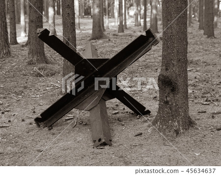 Iron anti-tank barrier from World War II Iron anti-tank barrier from World War II 45634637