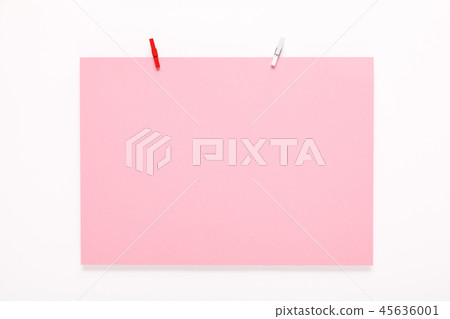 paper card on clothes peg on white background paper card on clothes peg on white background 45636001