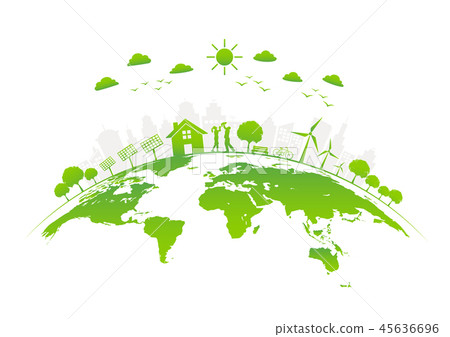 Eco friendly with green city on earth 45636696