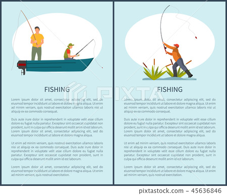 Fishing on Lake or River in Motor Boat Poster 45636846