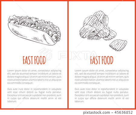 Fast Food Hot Dog Posters Set Vector Illustration Fast Food Hot Dog Posters Set Vector Illustration 45636852