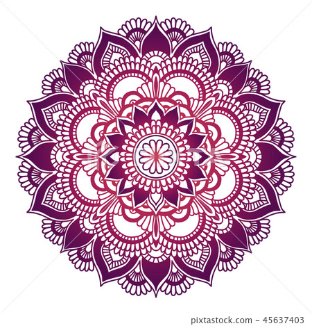 Gradient mandala. Circle ethnic ornament. Hand drawn traditional indian round element. Spiritual 45637403