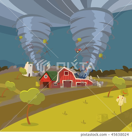 Vector image of a hurricane destroying the village - Stock Illustration ...