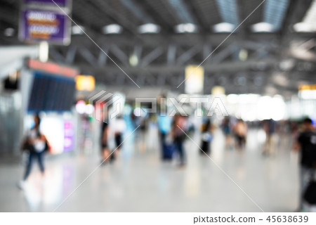 Blurry background of airport with crowd people 45638639