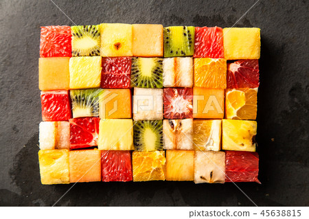 Fruit cube on white background 45638815