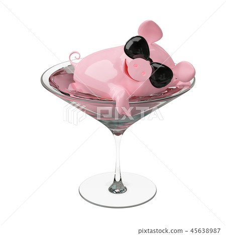 3D Illustration Pig in a Wine Glass 3D Illustration Pig in a Wine Glass 45638987