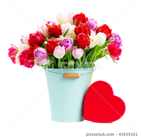 Fresh tulips flowers with heart Fresh tulips flowers with heart 45639181