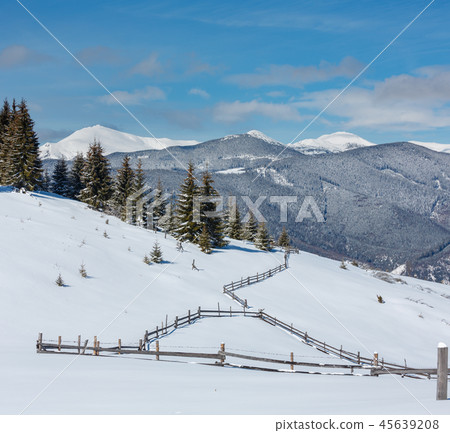 Winter snowy Carpathian mountains, Ukraine 45639208
