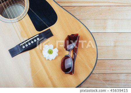 detail of classic guitar with shallow depth of field 45639415