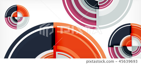 Modern geometric circles abstract background, colorful round shapes with shadow effects 45639693