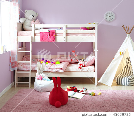 Children's room with wooden bed Children's room with wooden bed 45639725