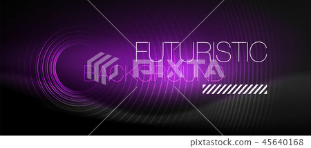 Dark abstract background with glowing neon circles 45640168