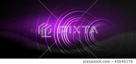 Dark abstract background with glowing neon circles 45640176
