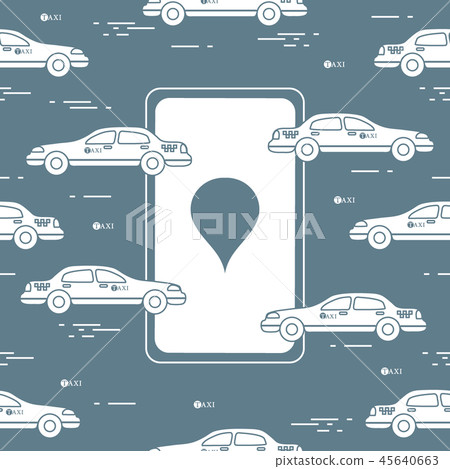 Taxi pattern with taxi mobile app Taxi pattern with taxi mobile app 45640663