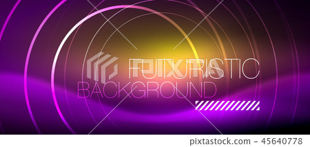 Neon glowing techno lines, hi-tech futuristic abstract background template with square shapes 45640778