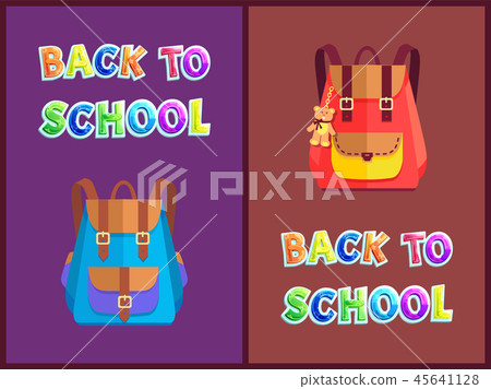 Back to School Posters with Pupils Backpacks Set