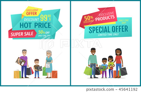 Special offer vector banner with people shopping 45641192