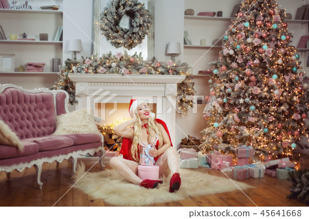 Joyful woman with gifts. Joyful woman with gifts. 45641668