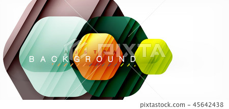 Glossy color hexagons modern composition background, shiny glass design 45642438