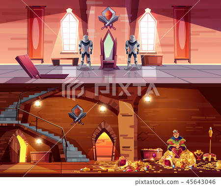 Vector ballroom with cellar, king with gold Vector ballroom with cellar, king with gold 45643046